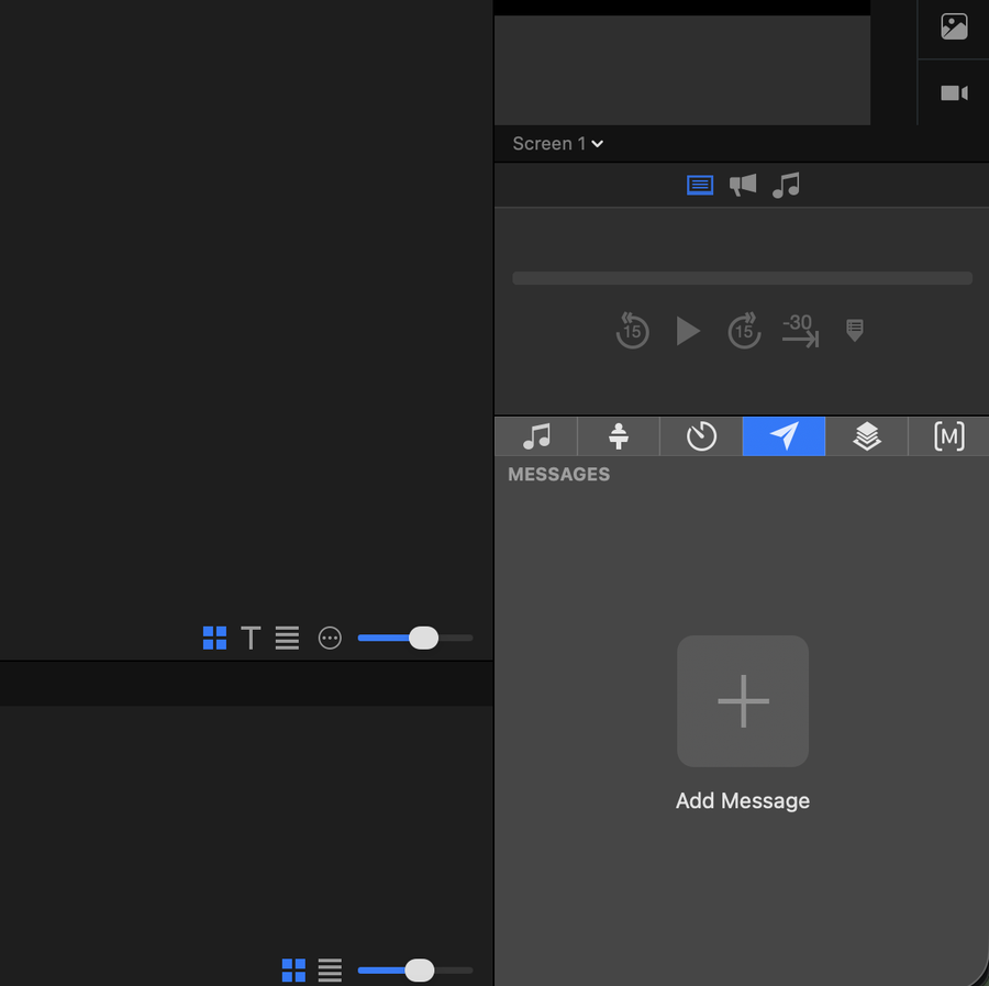 Messages-panelen med Add Message