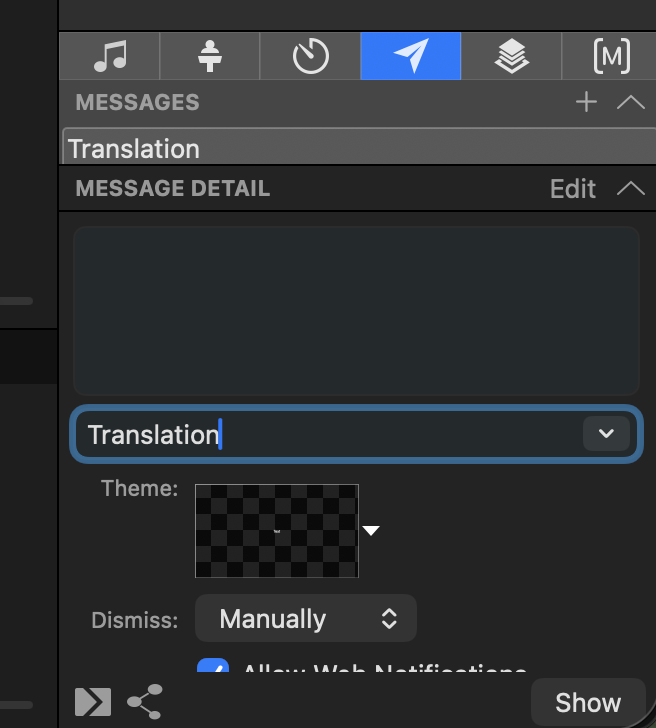 Skriv Translation i tokenrutan